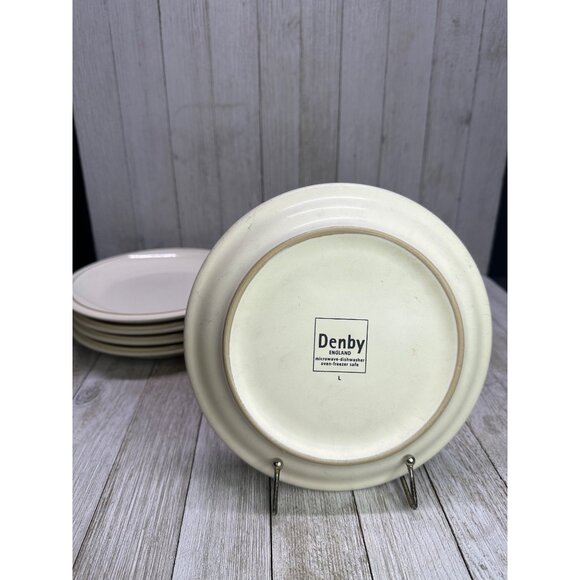 Vtg Denby Salad Plate White Cream Stoneware England 7.25" Set of 5 L - Picture 12 of 12